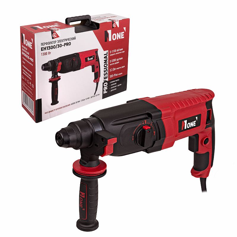 Перфоратор EH1300/30-PRO (3-реж,3,3Дж,1300Вт,5300уд/мин,SDS+,КЕЙС,набор буров) №1