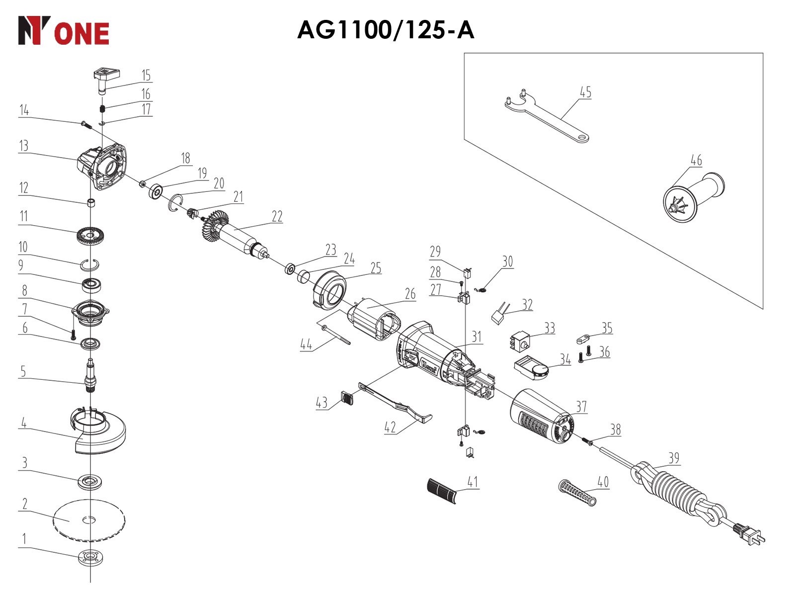 УШМ AG1100/125-A (125мм,1100Вт,рег.оборотов) №1