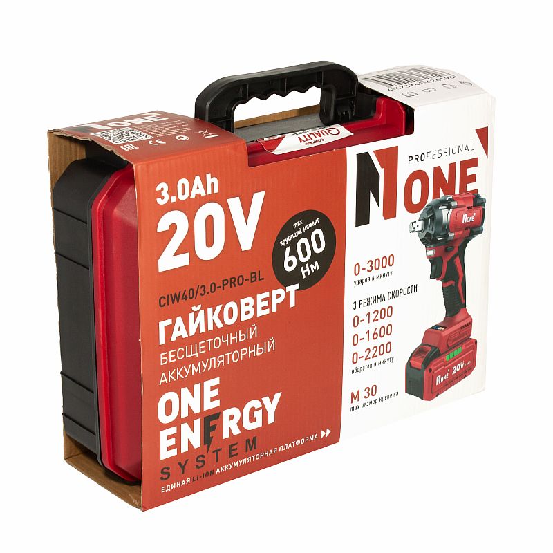 Гайковерт акк.бесщет.ударн.CIW40/3.0-PRO-BL(600Hm,20V,3.0Ah,2акк,З/У,набор головок,Кейс) №1