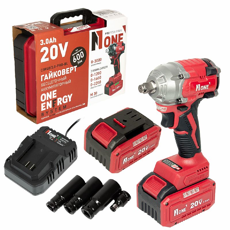 Гайковерт акк.бесщет.ударн.CIW40/3.0-PRO-BL(600Hm,20V,3.0Ah,2акк,З/У,набор головок,Кейс) №1