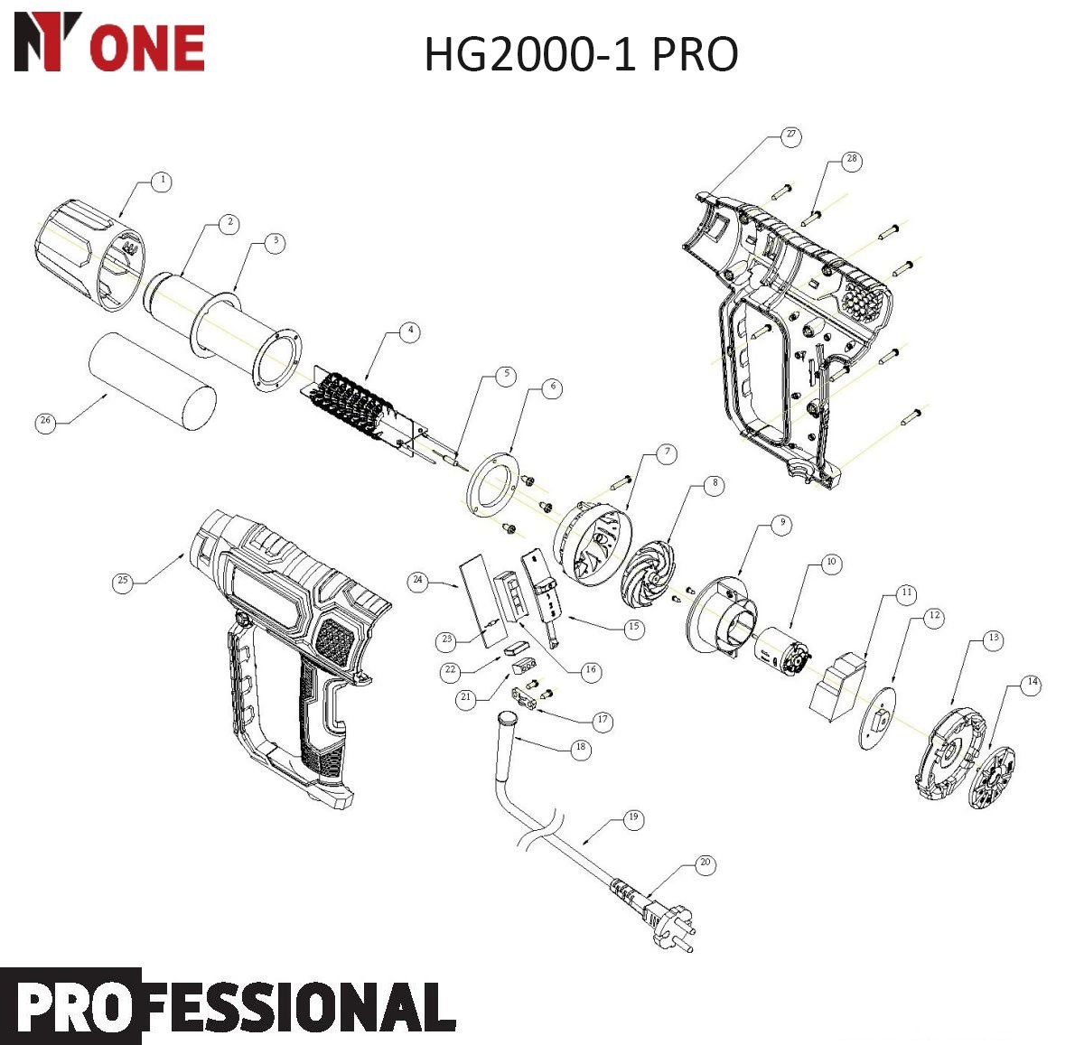 Электрофен HG2000-1 PRO (2000Вт,4 насадки,50-600градусов,КЕЙС) №1