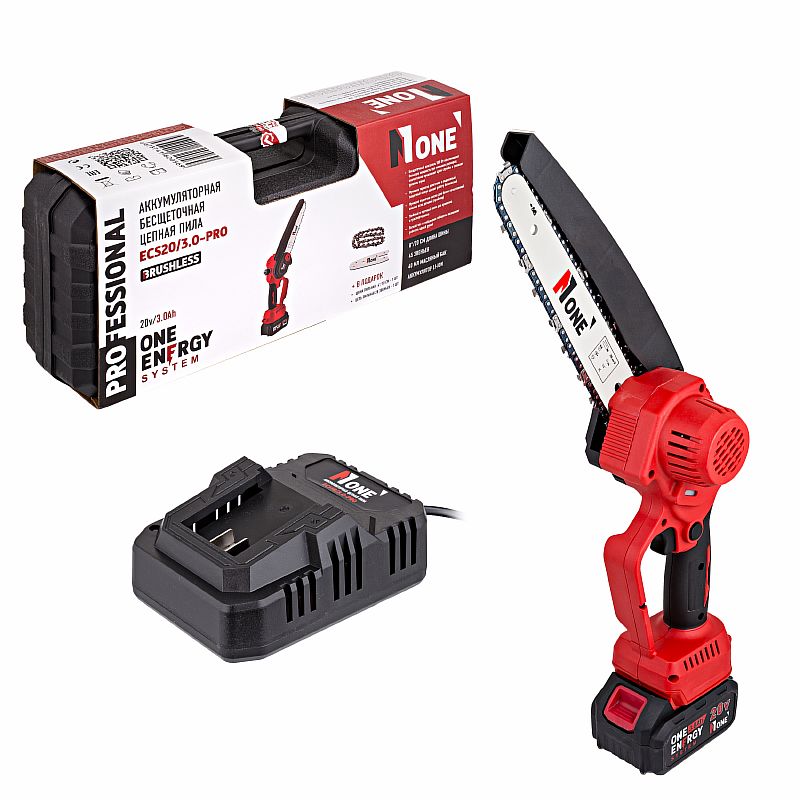 Пила цепн.акк.бесщет. ECS20/3,0-PRO (20V,1акк,3,0Ач,З/У,20см шина,45зв,+10см шина,28зв,КЕЙС) №1