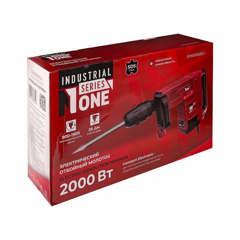 INDUSTRIAL Молоток отбойный EDH2000/50-1 (2000Вт,28Дж,SDS-Max,пика,зубило,рег.скорости,кейс) №1