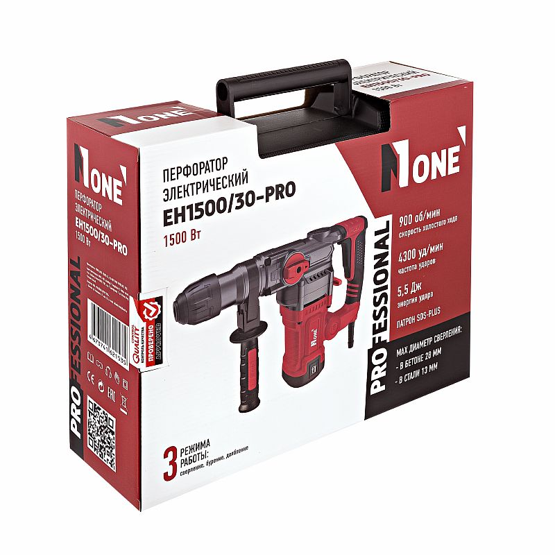 Перфоратор EH1500/30-PRO(1500Вт,3-х реж,SDS-Plus,5,5Дж,КЕЙС,28мм бетон,набор буров) №1