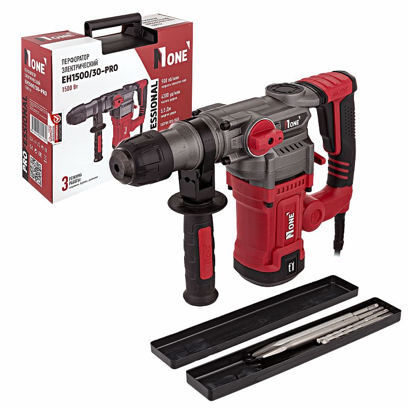 Перфоратор EH1500/30-PRO(1500Вт,3-х реж,SDS-Plus,5,5Дж,КЕЙС,28мм бетон,набор буров) №1