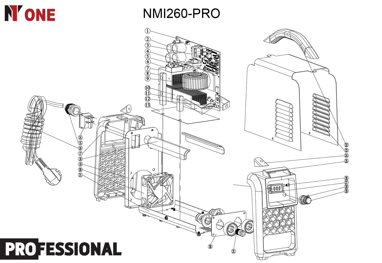 Сварочный аппарат инверт. NMI 260-PRO(MMA/TIG,20-200А,1,6-4,0мм,гор.старт,антизалип.,форсаж дуги) №1