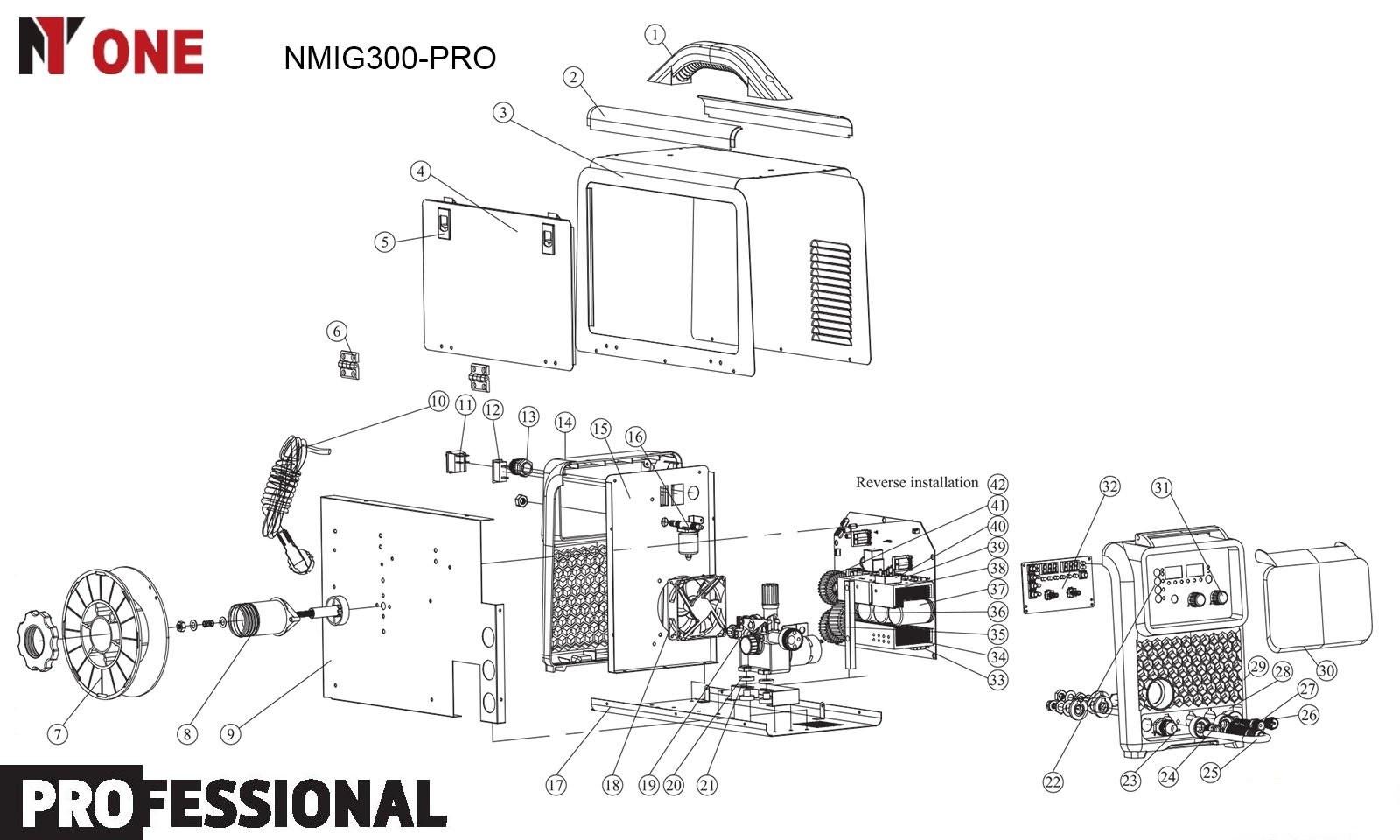 Сварочный полуавтомат инверторный NMIG 300-PRO MIG+MMA.20-300А,гор.старт,форсаж дуги,антизалип.) №1