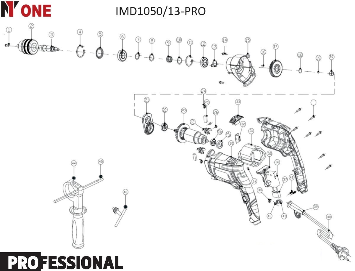 Дрель ударная IMD1050/13-PRO (1050Вт, метал.корпус,2 скорости,реверс) №1