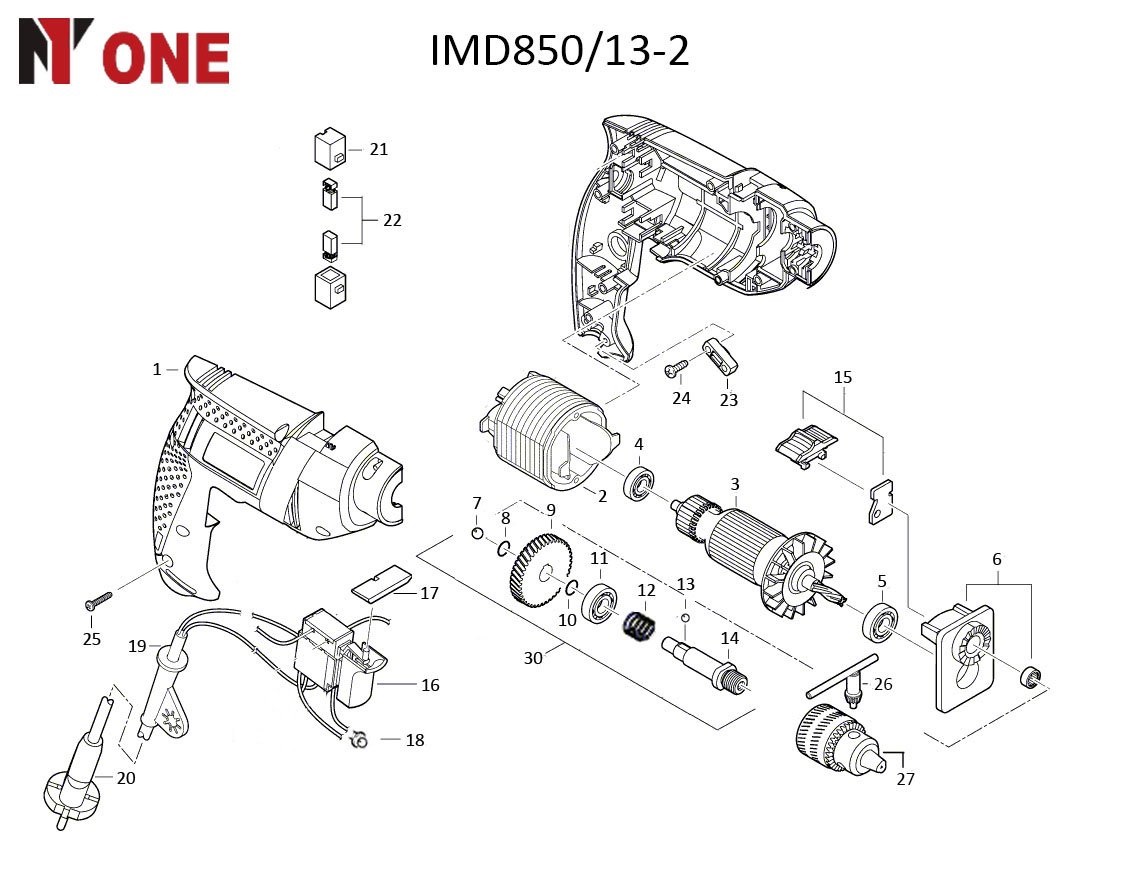 Дрель ударная IMD 850/13-2 (850 Вт,13мм,реверс, LED подсветка) №1