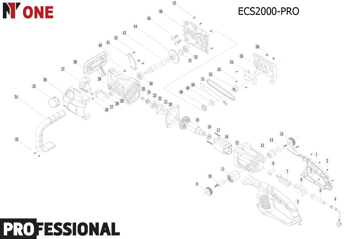Пила цепная электр.ECS2000-PRO (2000Вт,шина405мм,авт.подача масла) №1