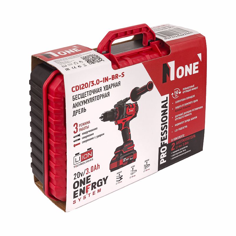 Дрель акк.ударная бесщ.CDI 20/3.0-IN-BR-S(20V,3,0A/h,150Hm,2 акк,2ск,3реж,защ.от ОБРАТНОГО удара) №1