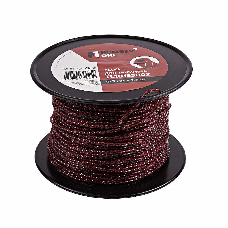 Леска для триммера 1.5LB (3.0 мм,0.68кг, крученный двухцветный ,110м(2-ух слойный) бухта № 1