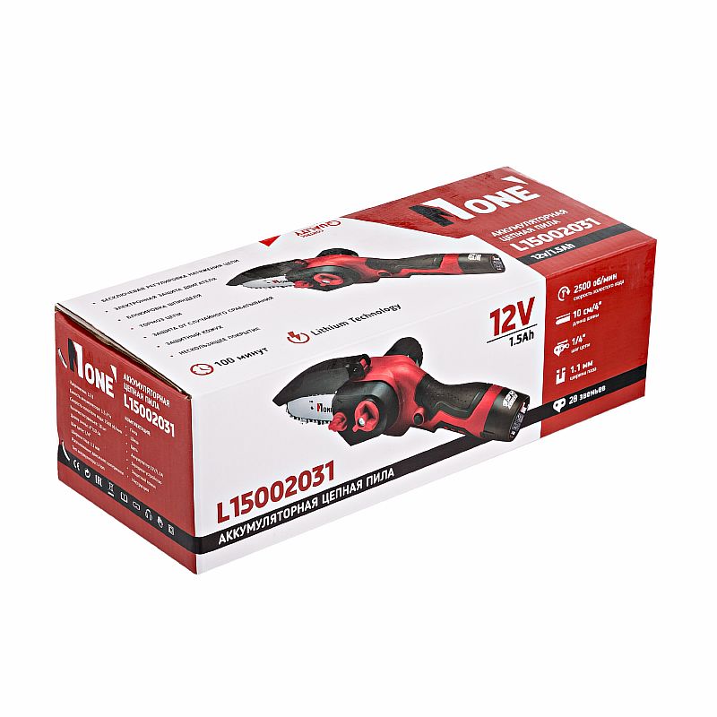 Пила цепн.акк. L15002031 (12V,1,5Ah,1акк,З/У,тормоз цепи,коробка)) №1