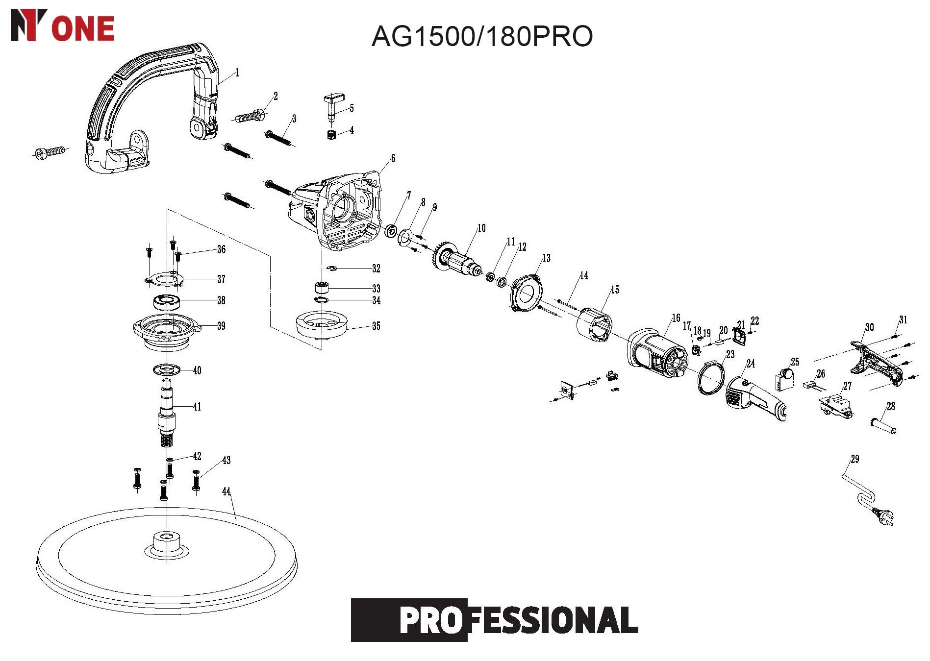 Шлифмашина полировальная AG1500/180-PRO (1500Вт,400-3800 об/мин,констант.электр) №1
