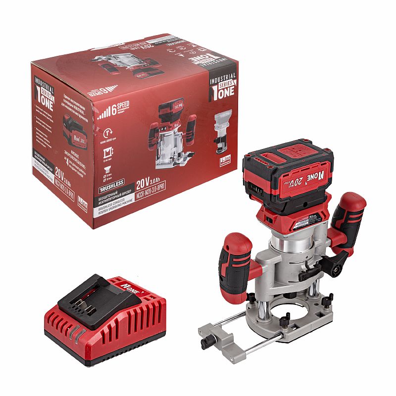 INDUSTRIAL Фрезер акк.бесщет.NCCR-IN20-3.0-8PRO (20V,1акк,3,0Ah,З/У,рег.об.10000-30000,цанга 6,8) №1