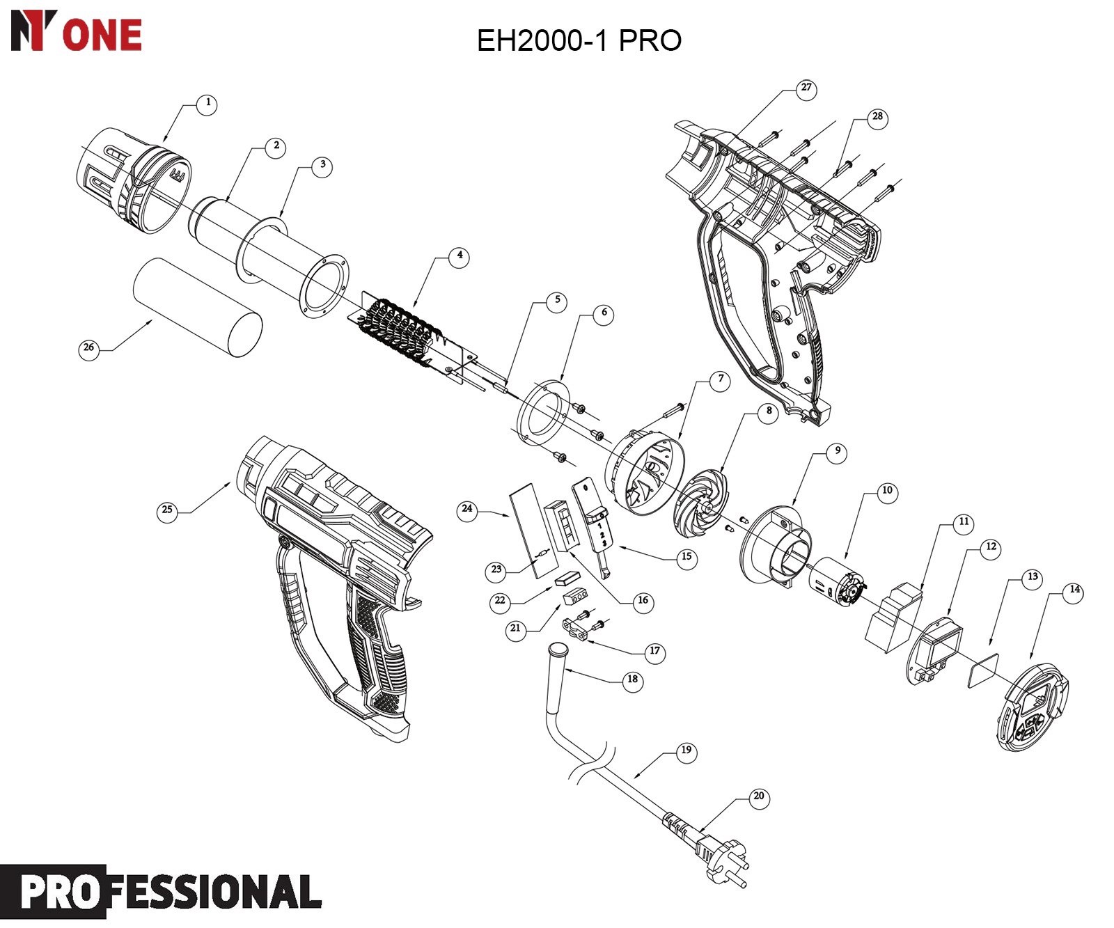 Электрофен EH2000-1 PRO (2000Вт,3 полож,50-600градусов,LED-дисплей,КЕЙС) №1