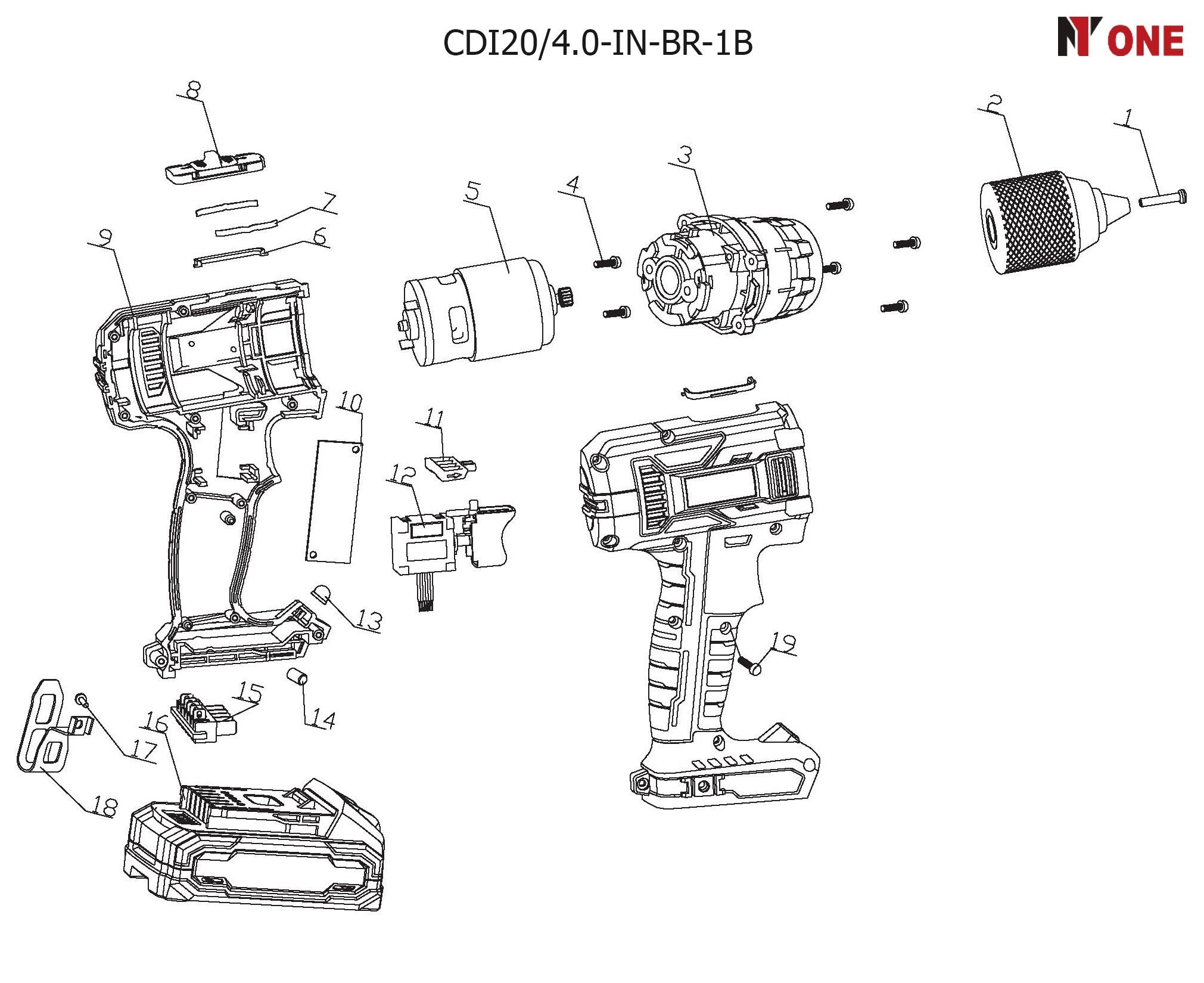 INDUSTRIAL Дрель акк.ударная бесщ.CDI 20/4,0-IN-BR-1B(Max 120Hm.2.0V,1акк-4,0Ач,з/у,Модульн.кейс) №1