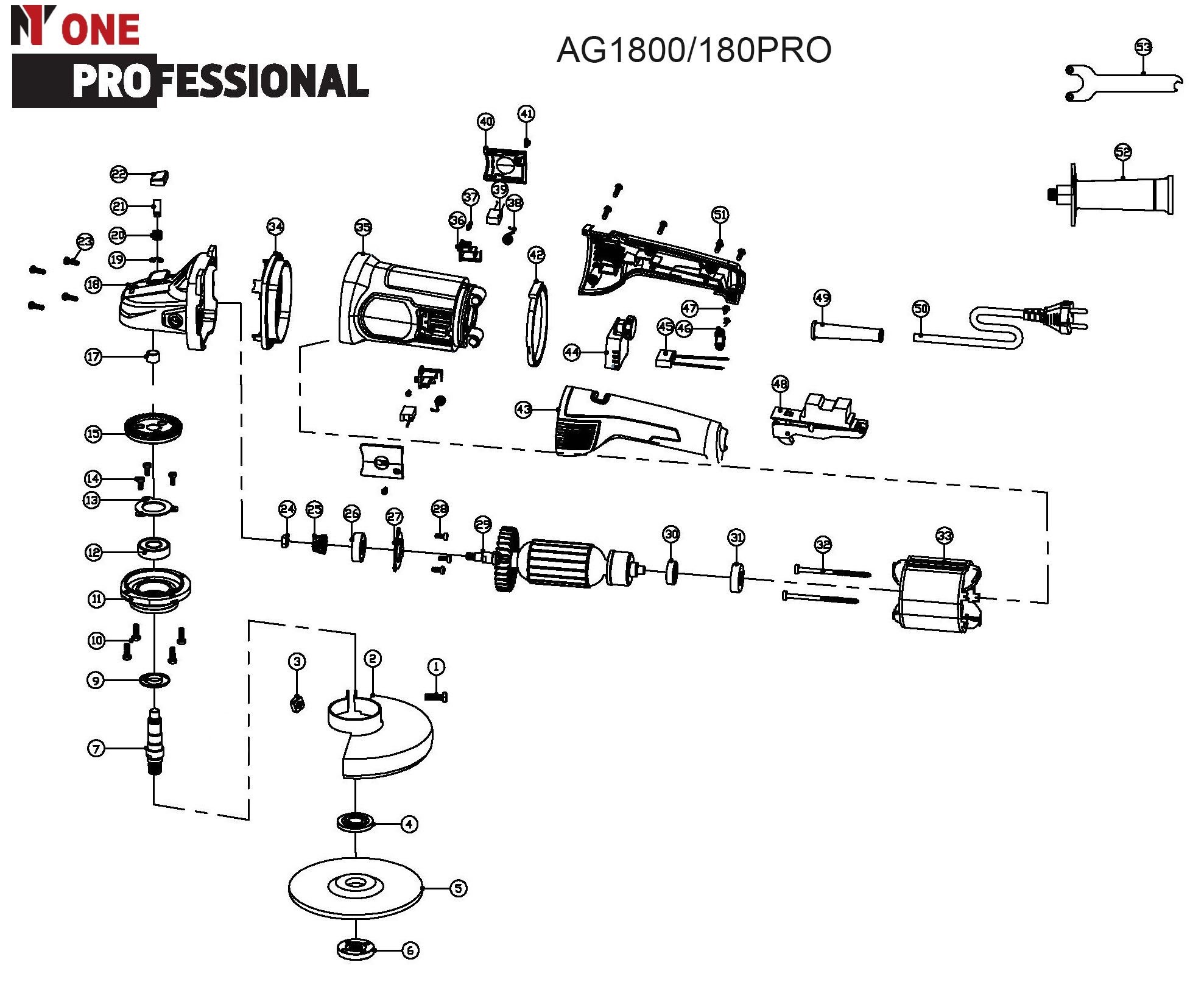 УШМ AG1800/180-PRO (180мм,1800Вт,регул.обор,повыш.пылезащ) №1