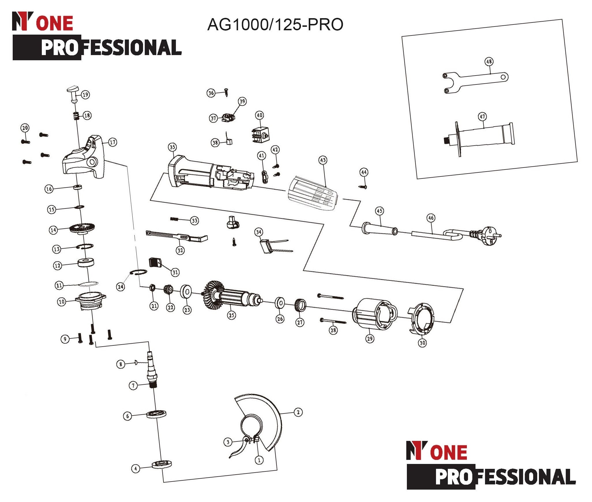 УШМ AG1000/125-PRO  (125мм,1000Вт,ПОВЫШЕННАЯ ПЫЛЕЗАЩИТА) №1
