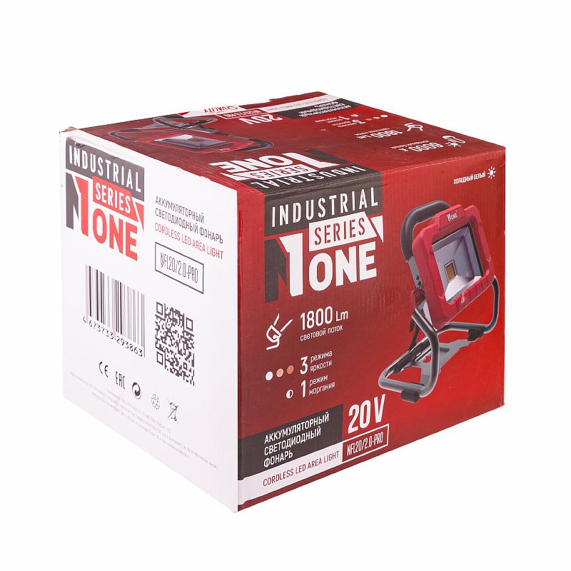 INDUSTRIAL Фонарь акк.светод NFL20/2,0-PRO(свет.поток-1800Lm.3 реж.яркости,реж.моргания,USB-порт)№1