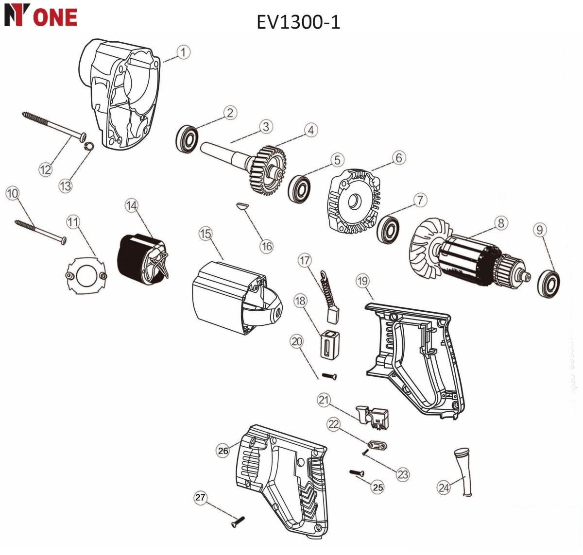 Вибратор EV1300-1 (электрич.,1300Вт,шланг 1,5м) +ШЛАНГ №1