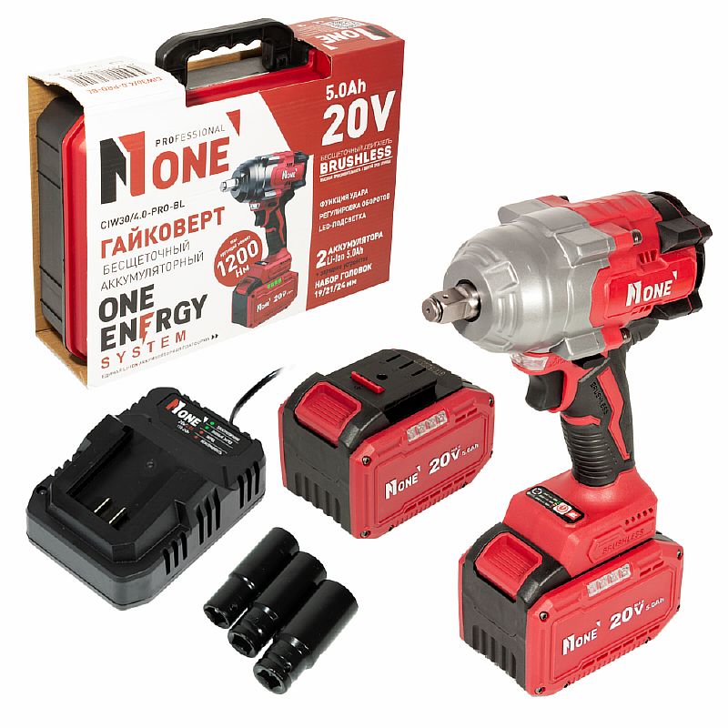 Гайковерт акк.бесщет.ударн.CIW30/4.0-PRO-BL(1200Hm,20V,5.0Ah,2акк,З/У,набор головок,Кейс) №1