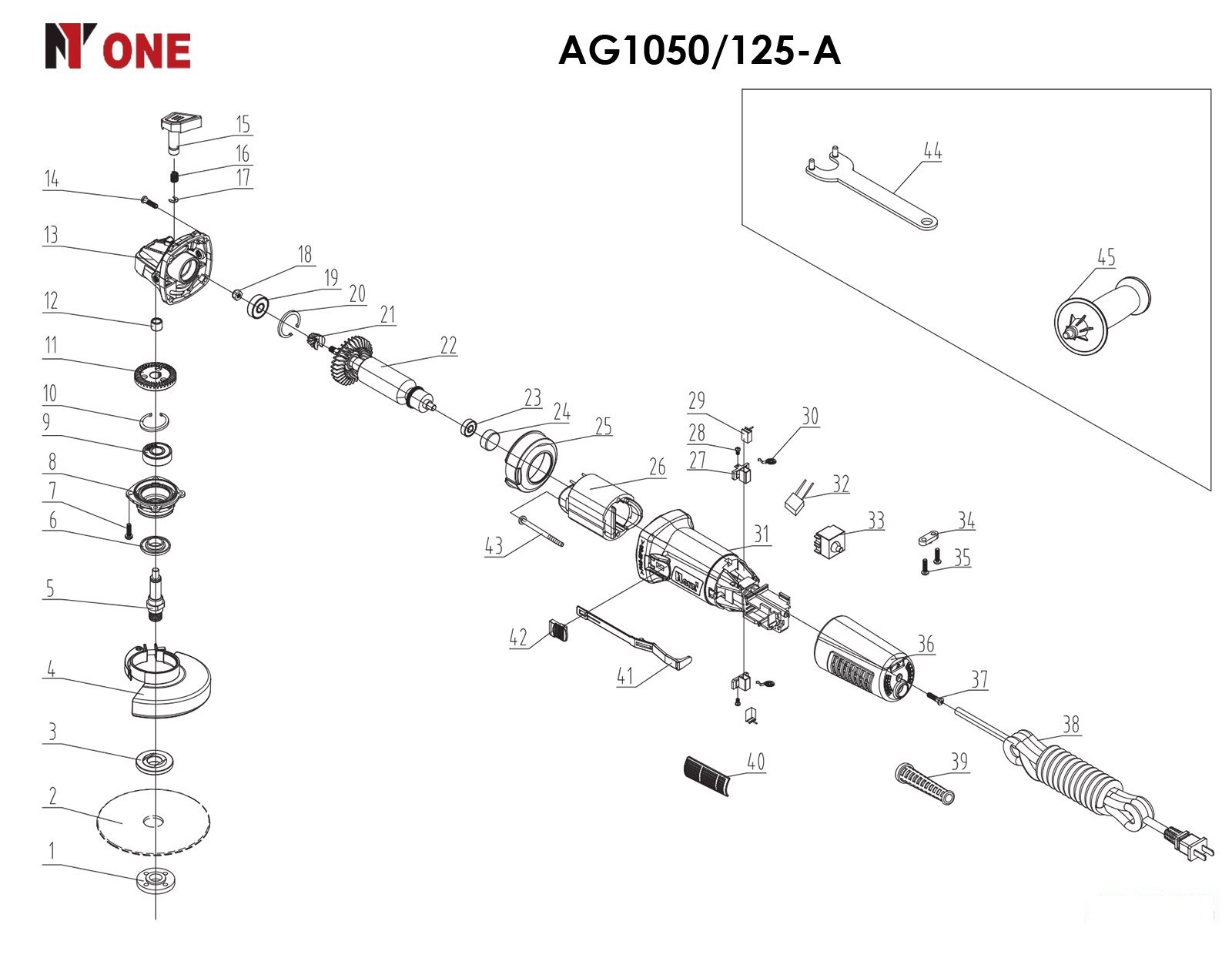 УШМ AG1050/125-A (125мм,1050Вт,быстросъемн.защитн.кожух,повыш.пылезащ.) №1