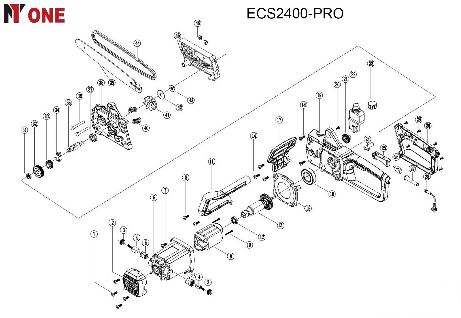 Пила цепная электр.ECS2400-PRO (2400Вт,шина405мм,авт.подача масла)