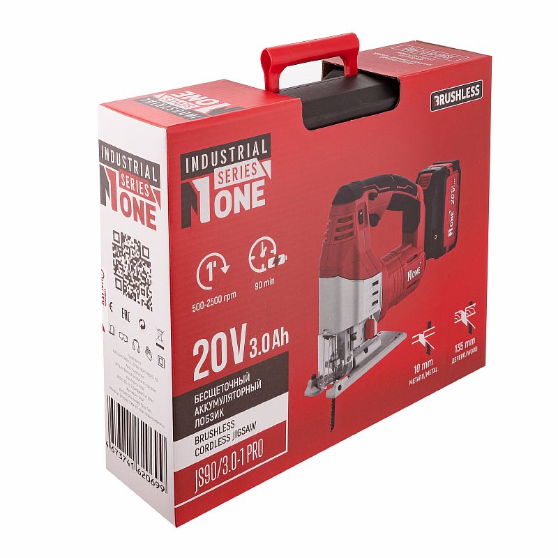INDUSTRIAL Лобзик акк.бесщет.JS90/3.0-1 PRO (20V.1АКК,1З/У,3.0Ah,мет.редуктор,КЕЙС,max 135mm) №1