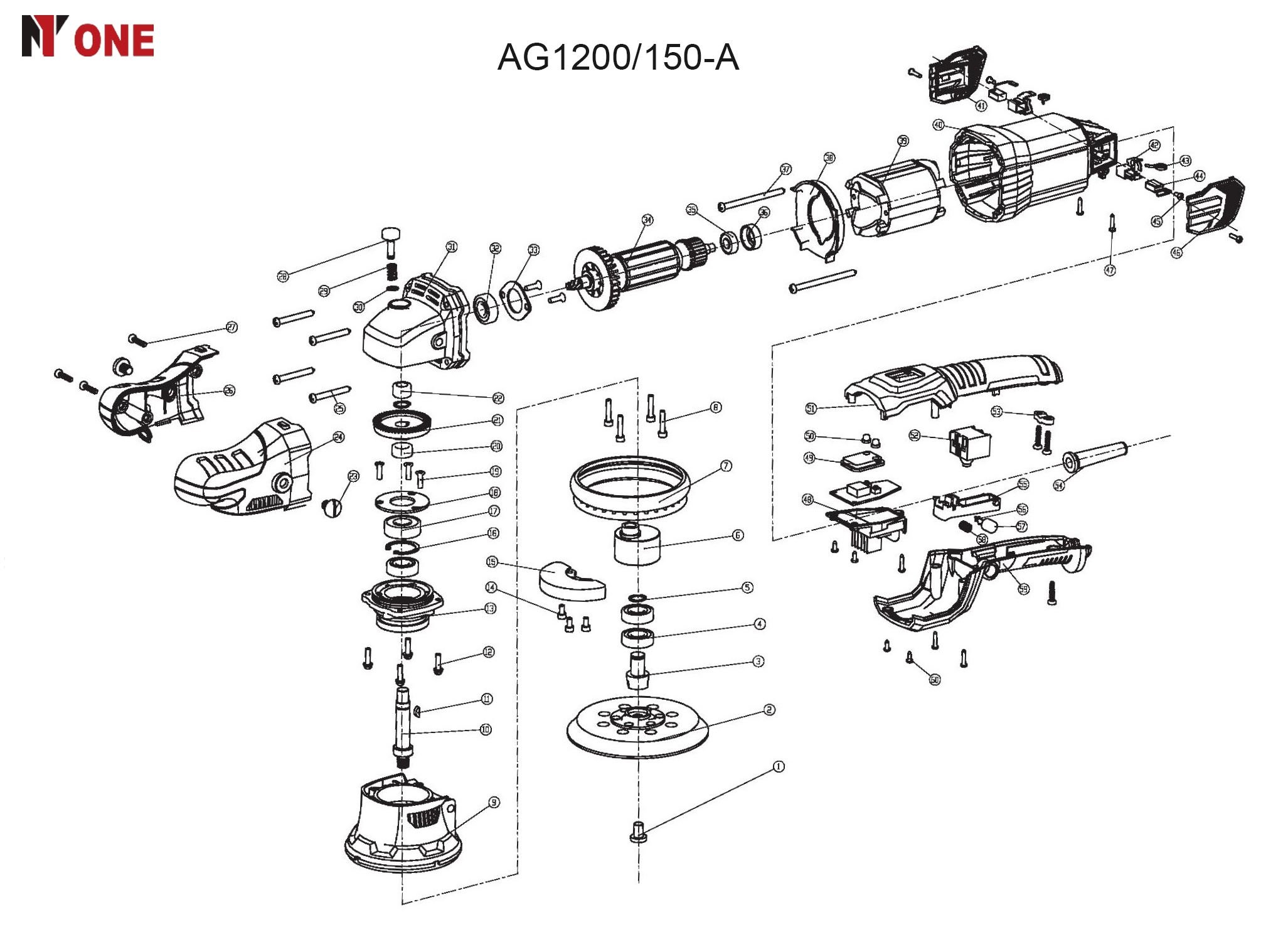 Эксц.полиров.машина AG1200/150-A (1200Вт,d=150мм,пл. пуск,рег.скор.с цифр.диспл.) №1