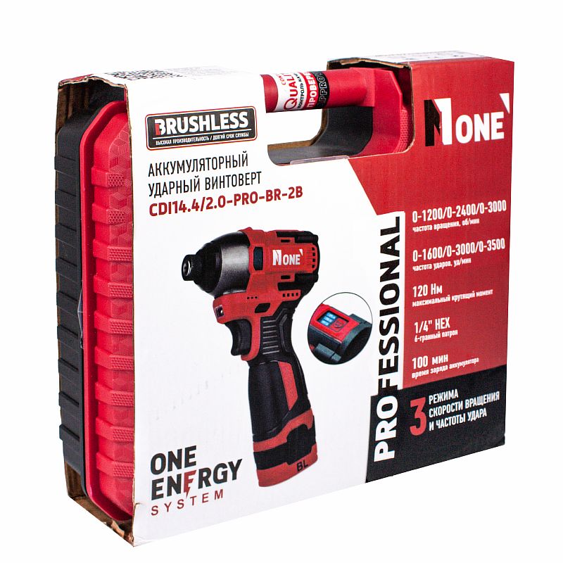 Винтоверт акк.бесщет.CDI 14,4/2.0-PRO-BR-2B (120Hm,14V,2,0Ah,3ск,2акк,1200-2400об/мин,КЕЙС) №1 (355)