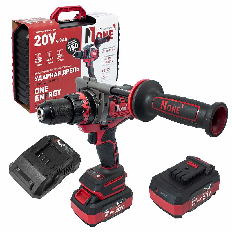 Дрель акк.ударная бесщ.CDI 20/4.0-IN-BR-S(20V,4,0A/h,150Hm,2акк,2ск,3реж,защ.от ОБРАТНОГО удара) №1