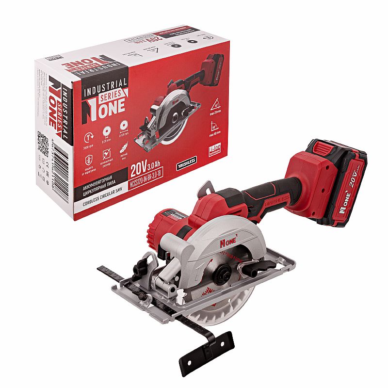 INDUSTRIAL Пила циркул.акк.бесщет.NCCS120-IN-BR-3.0-1B (20V.3.0Ah,1АКК,1З/У,d=125мм,подсвет) №1