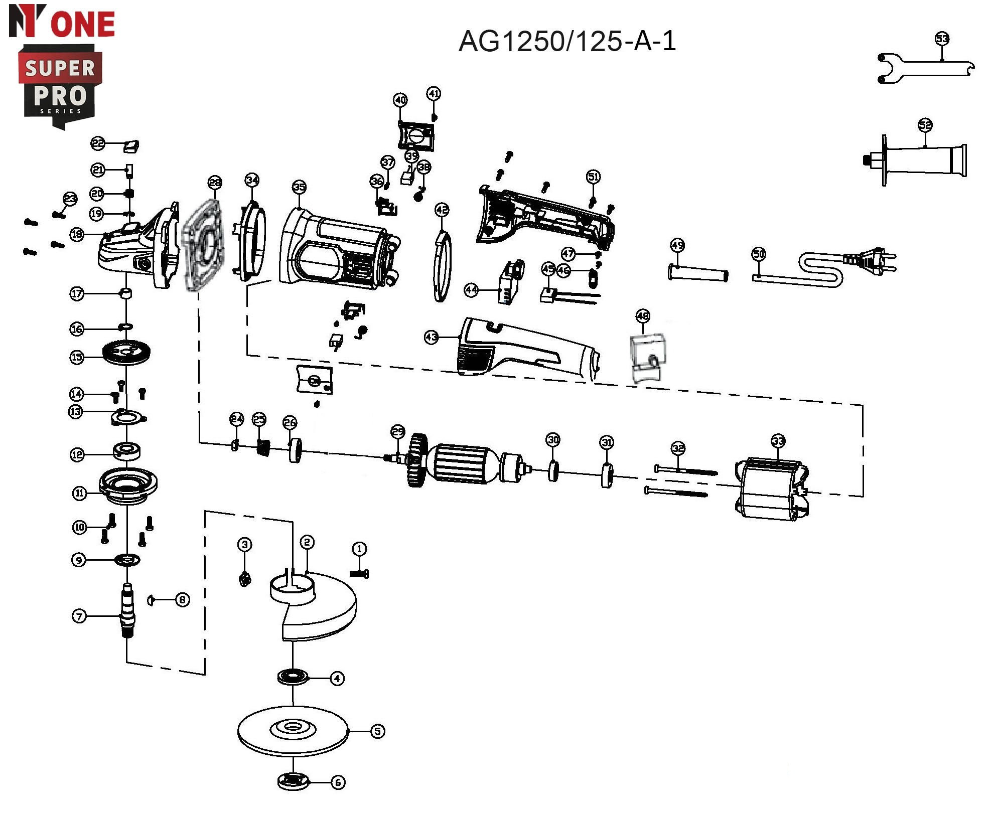 УШМ AG1250/125-A-1(125мм,1250Вт,дл.руч,рег.4000-11000об/мин,,константа электр, повыш.пылезащита)
