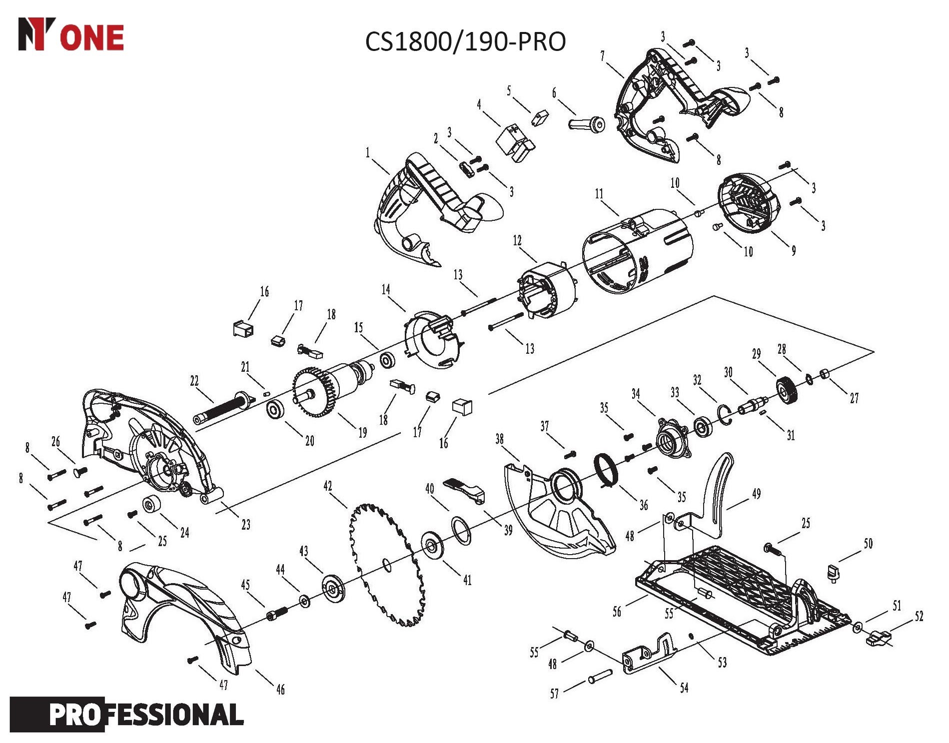 Пила дисковая CS1800/190-PRO(190мм,1800Вт,65мм глуб.пропила) №1