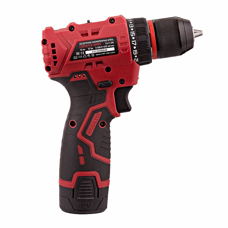 Дрель акк. бесщет.CDI 12/1,5-SPRO (35Hm,12V/1,5Ah,10мм метал.патрон,500-1650об/мин,КЕЙС) №1
